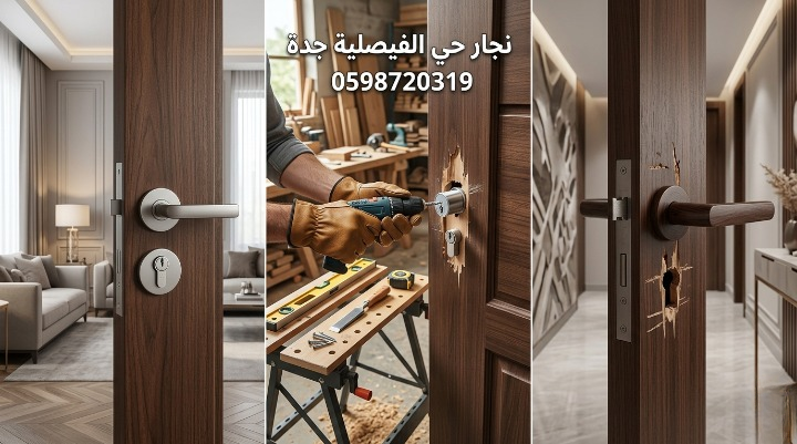 صورة تظهر نجار حي الفيصلية بجدة أثناء تنفيذ أعمال النجارة وفك وتركيب الأثاث بدقة مع تقديم خصم 20%.