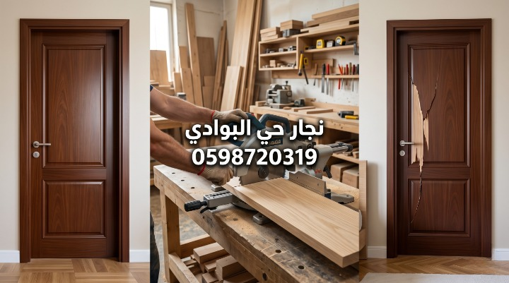 صورة تظهر نجار حي البوادي بجدة أثناء تنفيذ أعمال النجارة وفك وتركيب الأثاث بدقة مع تقديم خصم 20%.