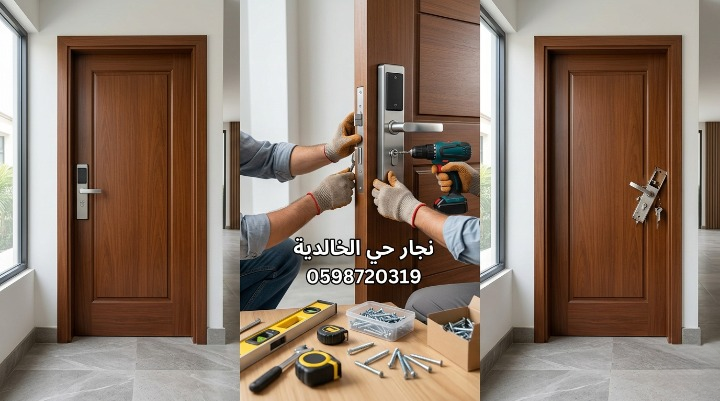 صورة تظهر نجار حي الخالدية بجدة أثناء تنفيذ أعمال النجارة وفك وتركيب الأثاث بدقة مع تقديم خصم 20%.